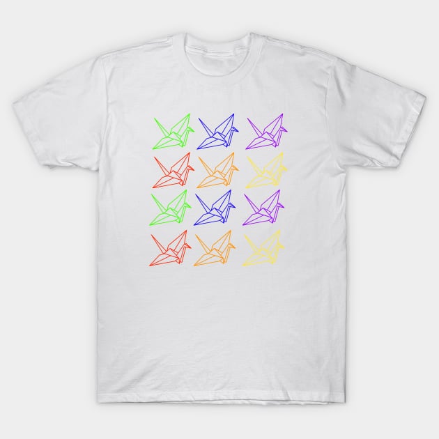 Rainbow Cranes T-Shirt by artoraverage